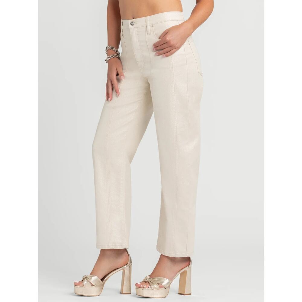 Jessica Simpson Size 14 Myrtle Barrel Leg Wide Leg Jeans Cream Off White NWT - Picture 2 of 10